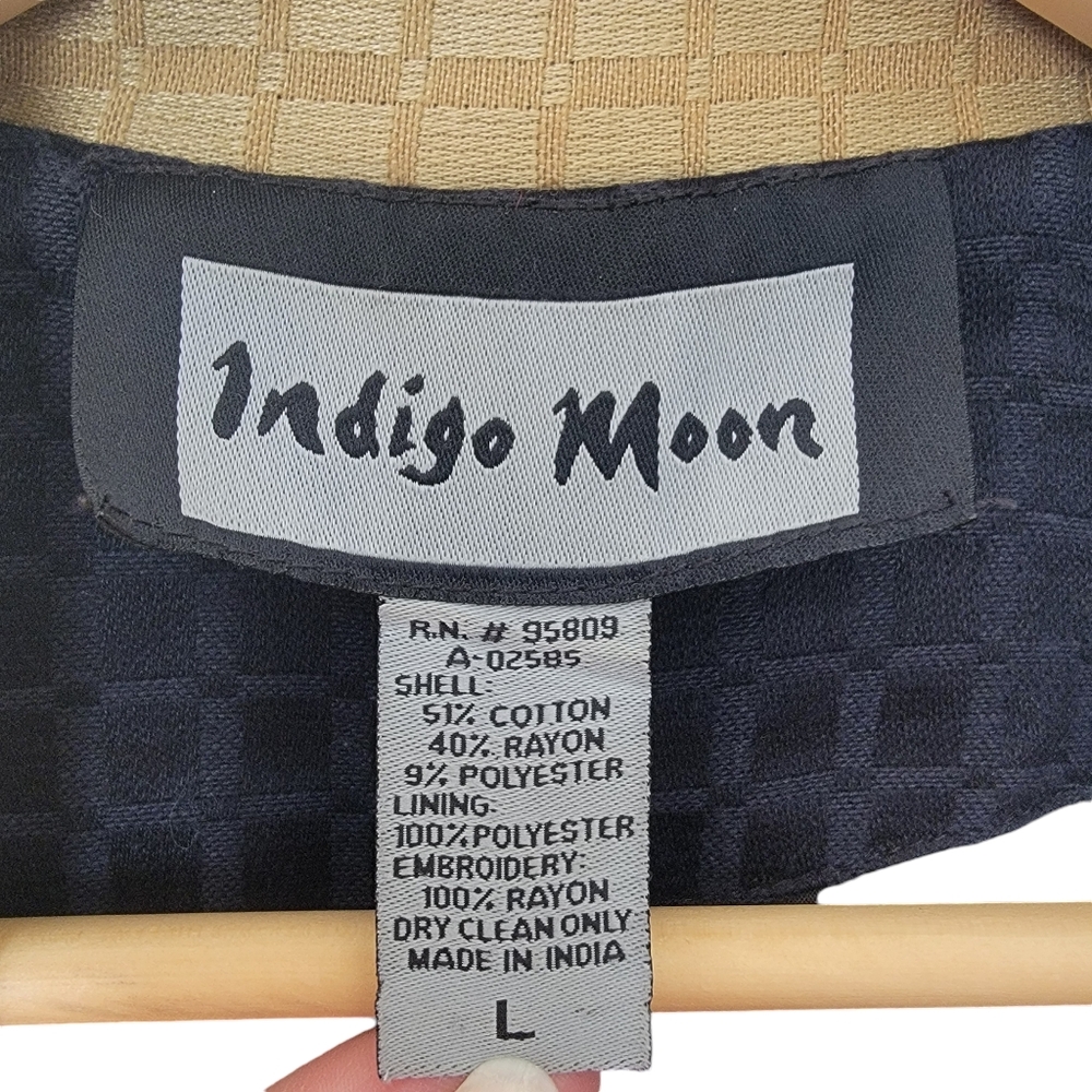 Vintage 90’s Jacket Lagenlook Black Tan Color Block Embroidered Patchwor… - Picture 13 of 16